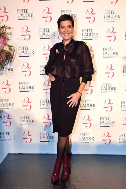 Cristina Cordula en chemise transparente et jupe crayon