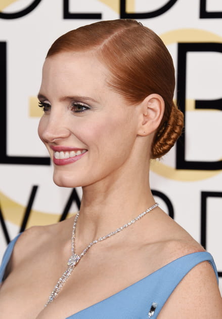 Le chignon tress&eacute; de Jessica Chastain