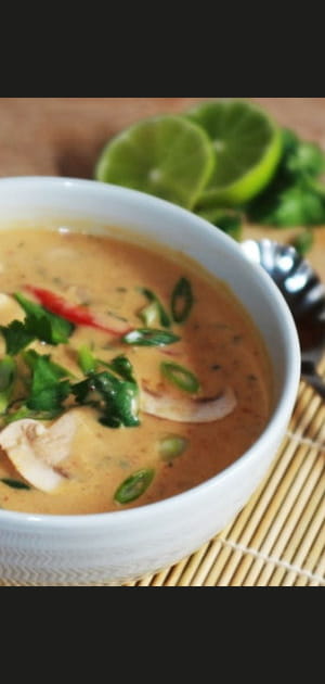 Soupe de coco &eacute;pic&eacute;e &agrave; la dinde et aux l&eacute;gumes