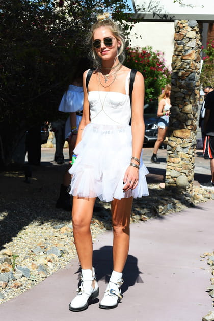 Chiara Ferragni en robe blanche en tulle