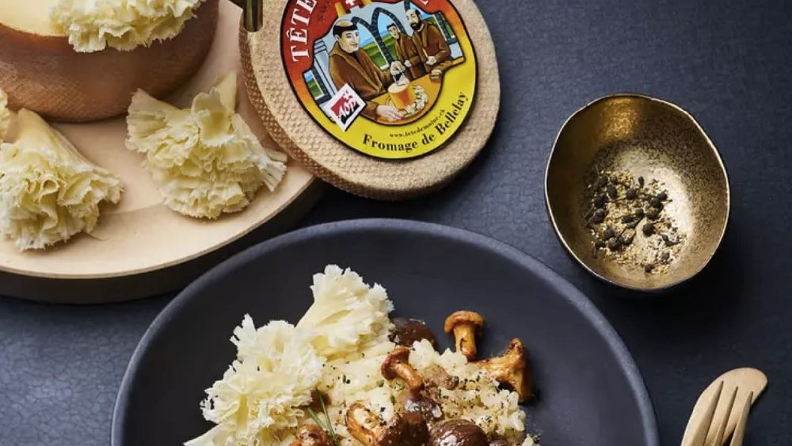 Risotto à la châtaigne, aux champignons et Tête de moine AOP