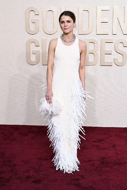 Keri Russell en robe  franges blanche Jil Sander