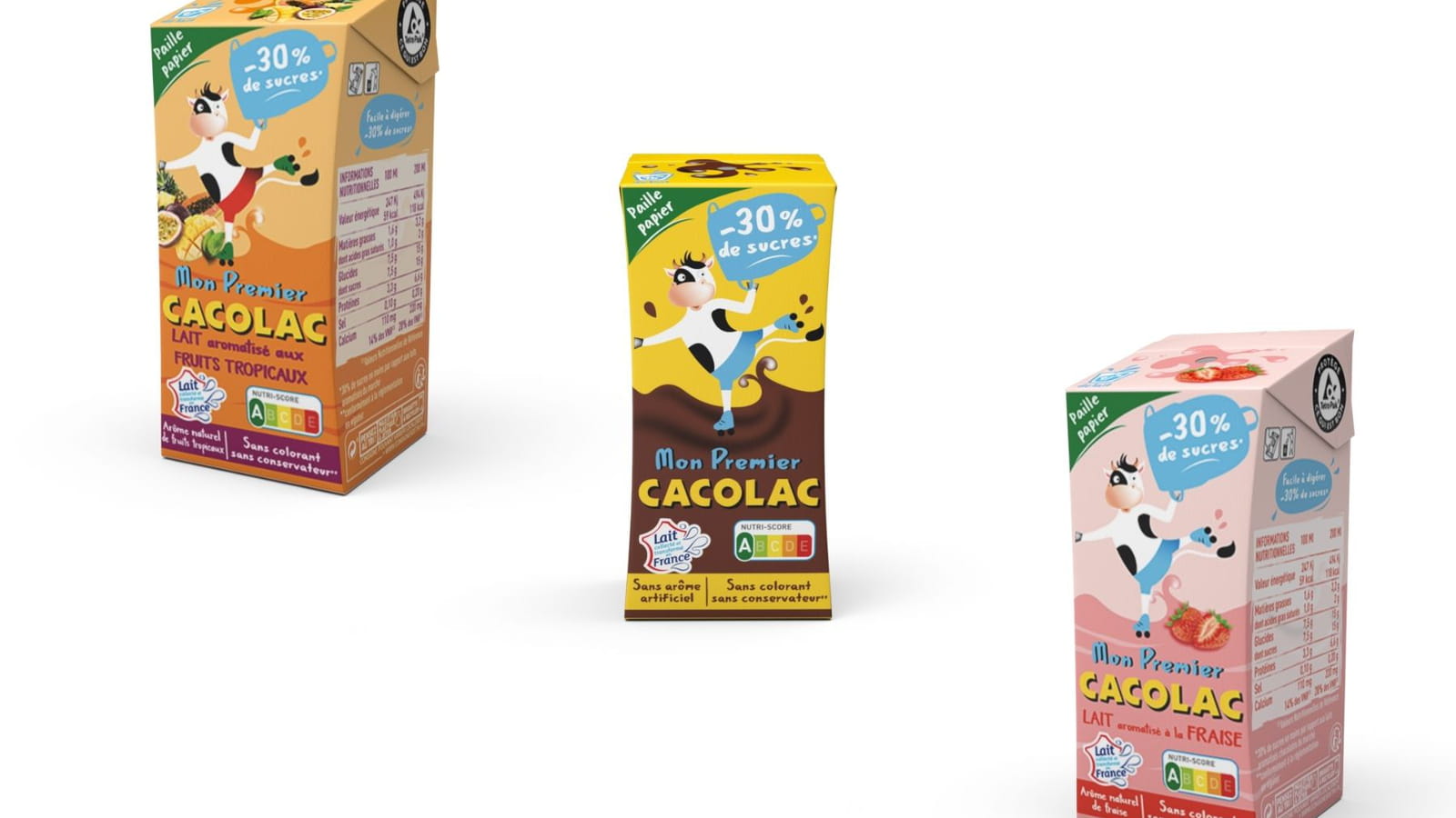 Les laits aromatisés moins 30% de sucres de Cacolac
