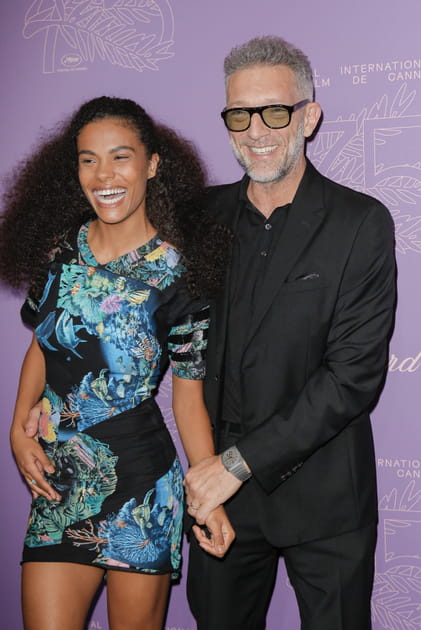 Vincent Cassel et Tina Kunakey, au d&icirc;ner du 75e anniversaire du Festival de Cannes le 24&nbsp;mai