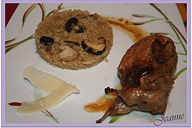 Recette de Cailles vin blanc risotto aux champignons des bois