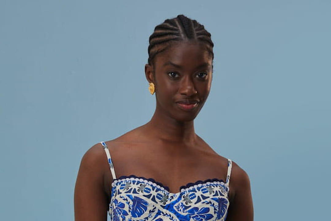 Maillot de bain deux pièces blanc et bleu