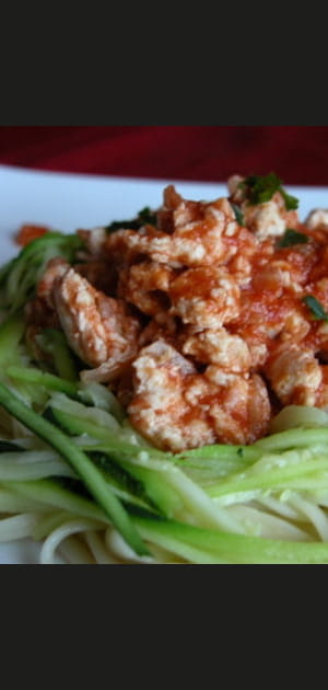 Spaghetti de courgettes et leur hachis de dinde