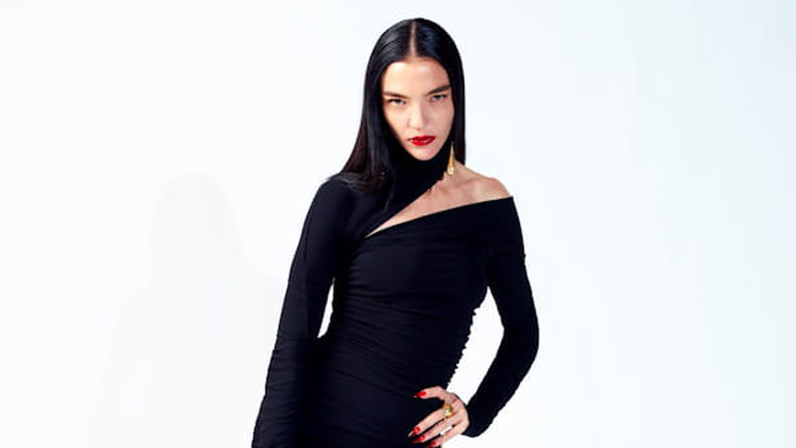 Robe courte noire asymétrique Mugler H&M