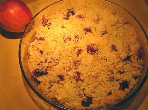 Crumble aux pommes et framboises