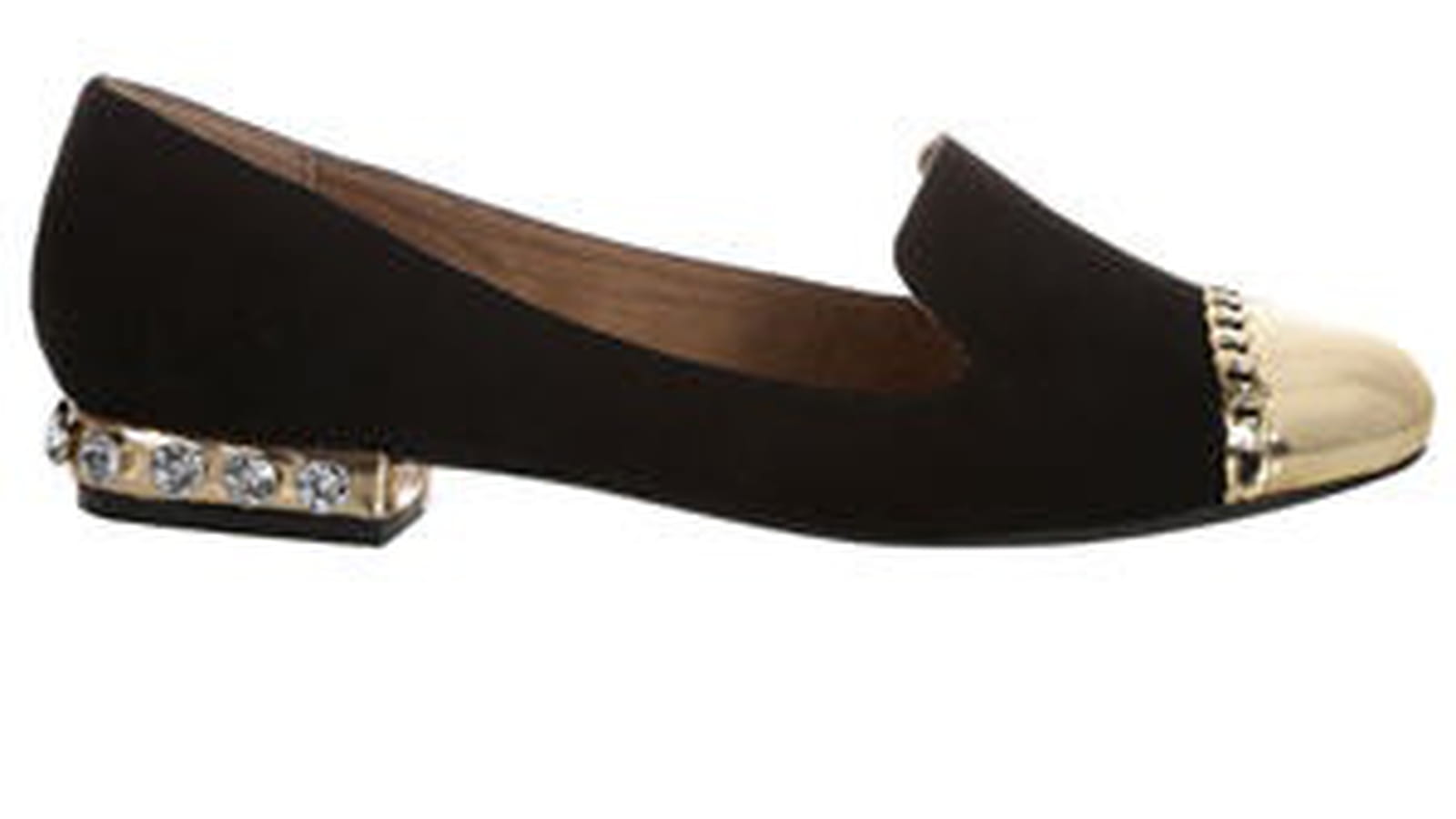 Slippers noires, or et strass de New Look