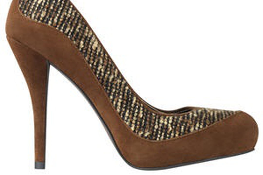 Escarpins Tissaia Style Tweed - Pointure 36, Talon 2-7 Cm, Daim Marron, Occasion Bon État