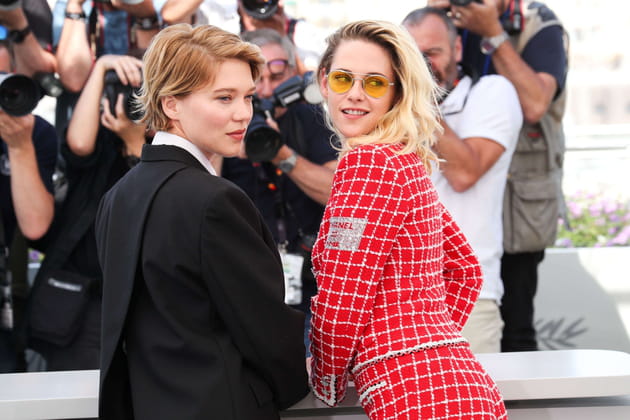 L&eacute;a Seydoux et Kristen Stewart au photocall des Crimes du Futur