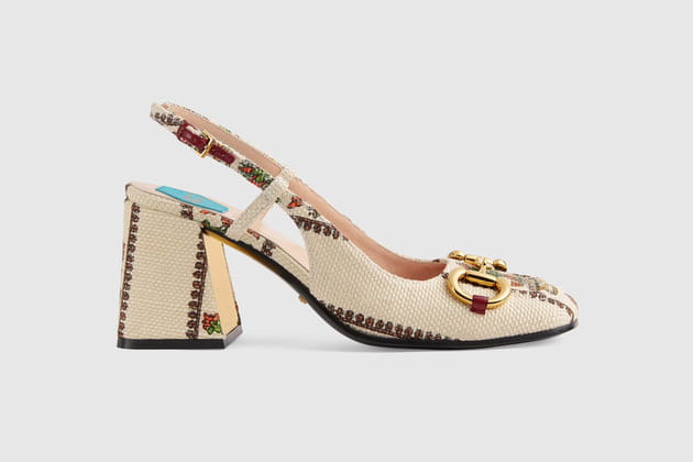 Slingbacks imprim&eacute;es de Gucci