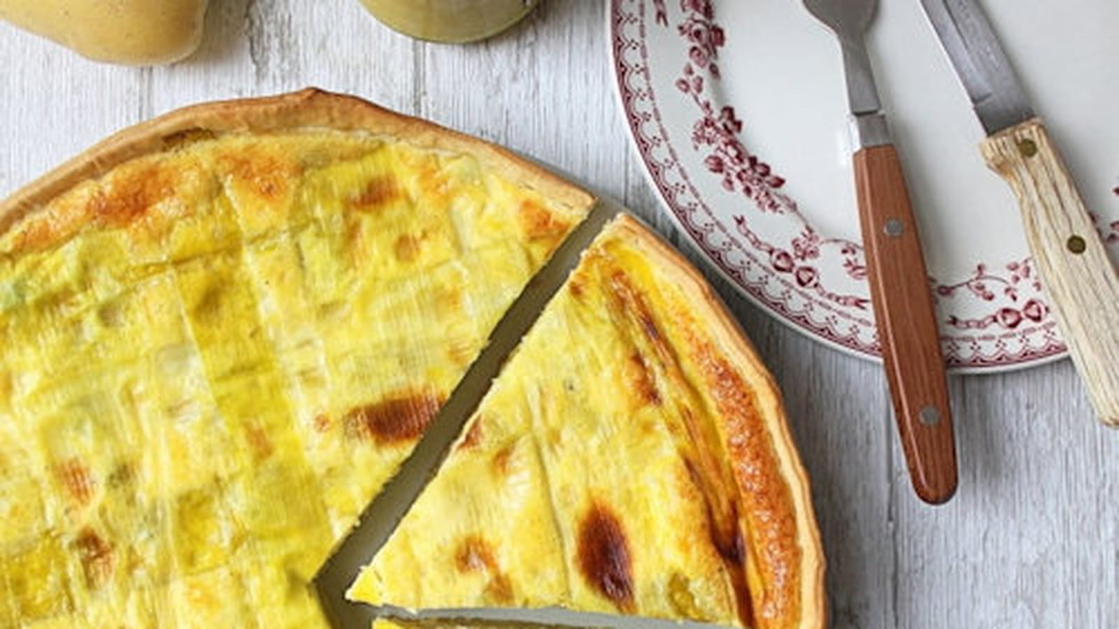 Quiche végétarienne poireaux, pommes de terre, moutarde au curry
