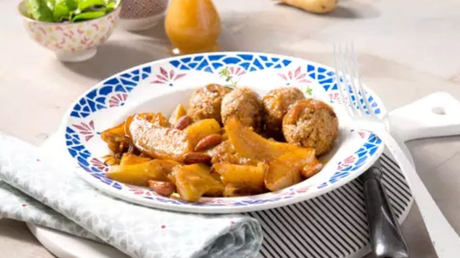 Ratte du Touquet safranées au miel & boulettes d'agneau