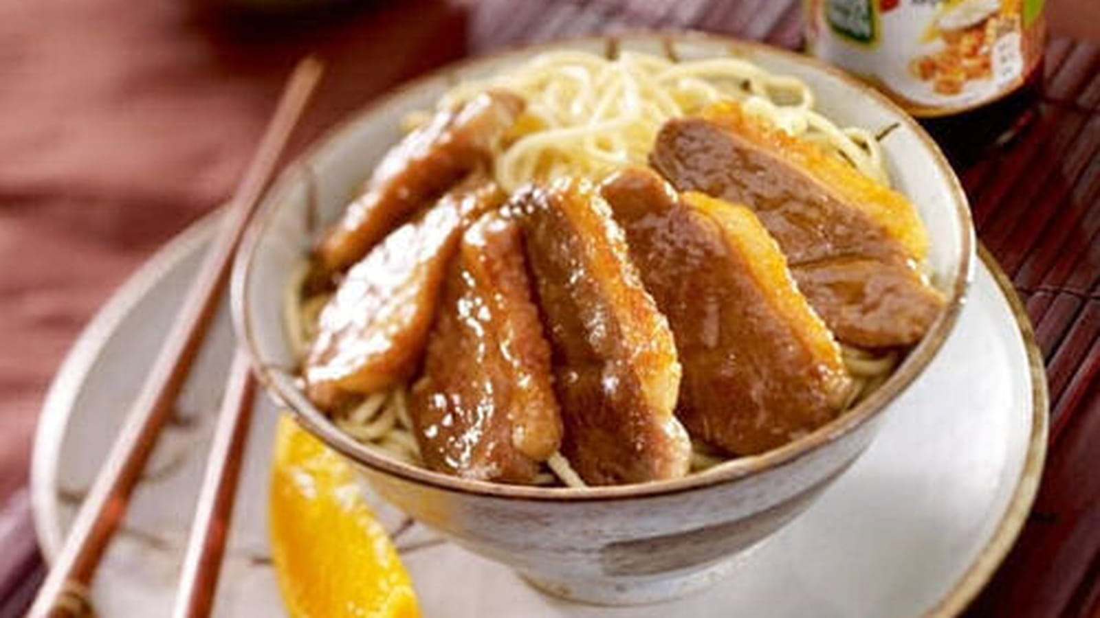 Magret de canard à l'orange et sauce soja sucrée au gingembre