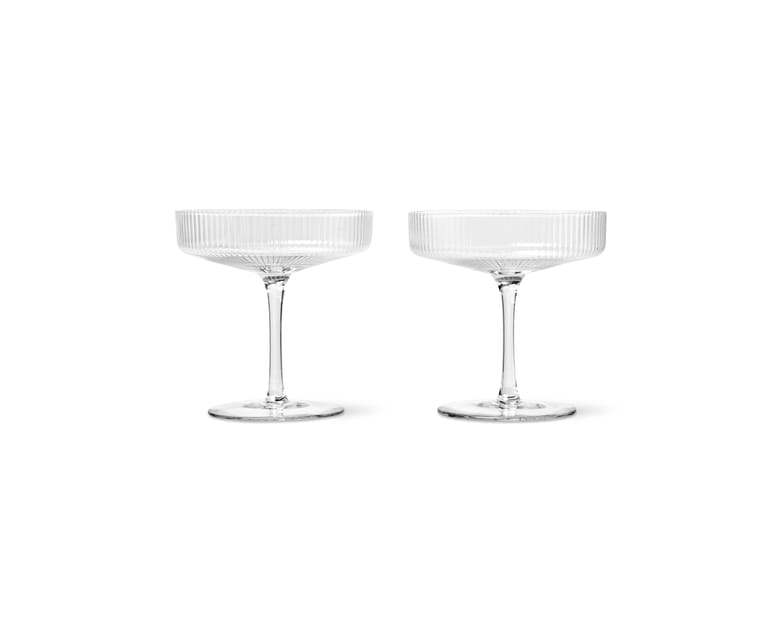 Duo de verres &agrave; champagne Ripple de Ferm Living chez Fleux