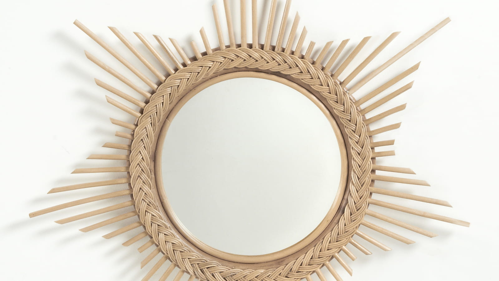 Miroir soleil en rotin