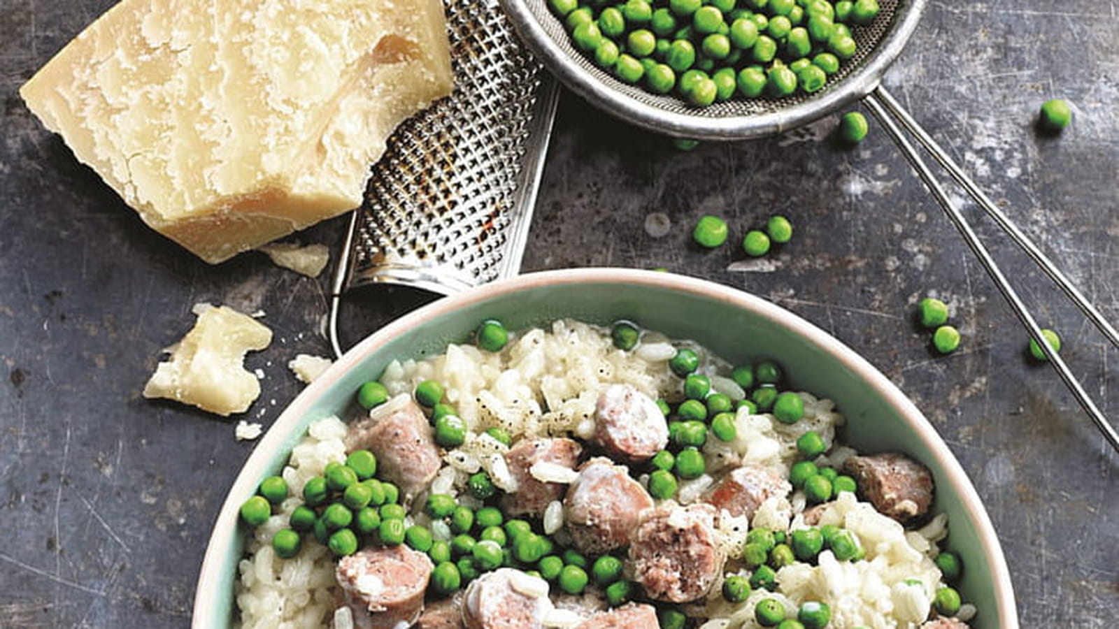 Risotto petits pois et saucisses