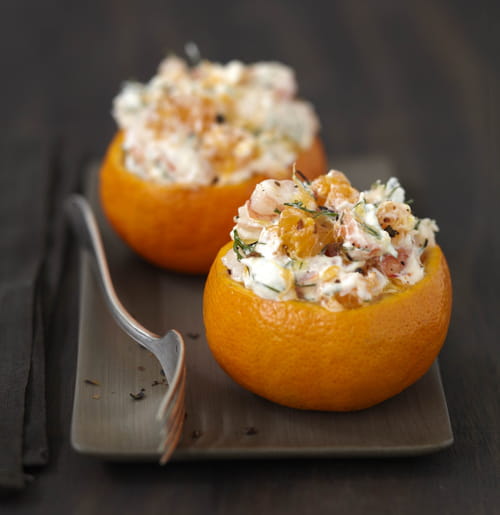 Clémentines aux crevettes et Carré Frais : la recette facile