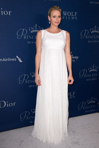 Charl&egrave;ne de Monaco en robe blanche Christian Dior