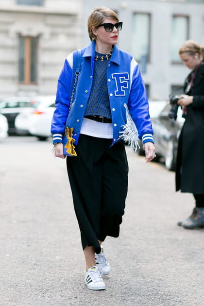 Street style &agrave; Milan : le teddy bleu