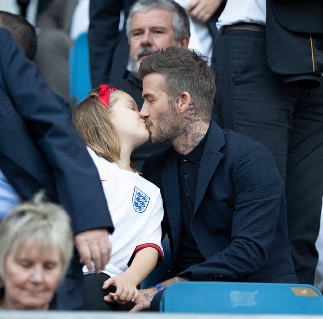 Bisou surprise entre David Beckham et sa fille Harper