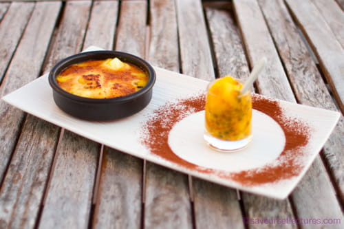 Gratin de fruits exotiques et sa crème d'amande
