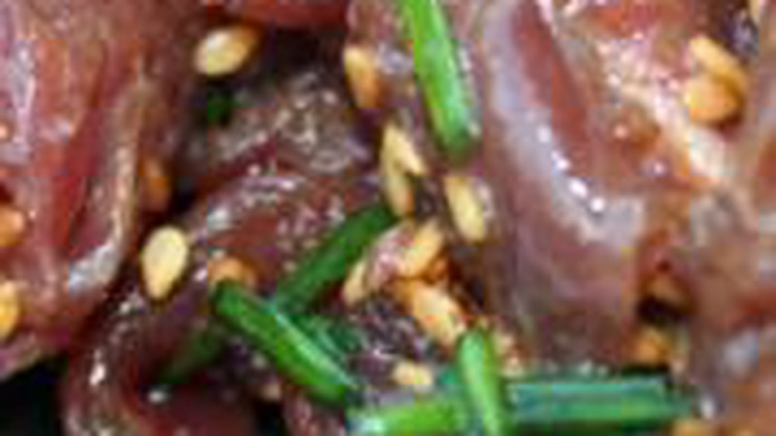 Boeuf mariné au sésame et vinaigre de riz