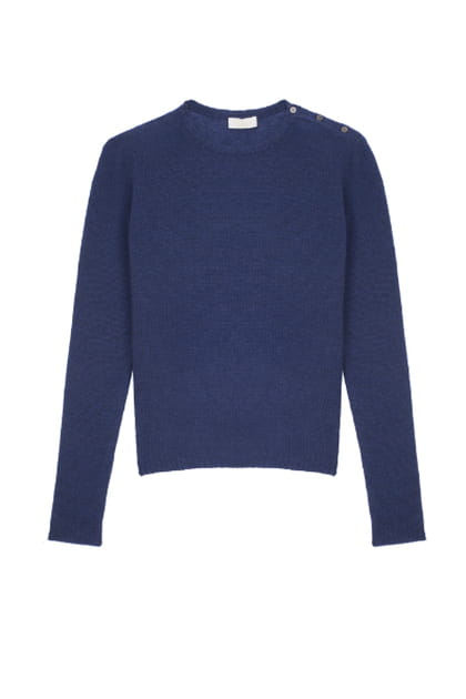 Pull &agrave; col rond bleu marine