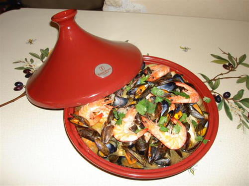 Tajine de lotte et saumonette au safran et gingembre
