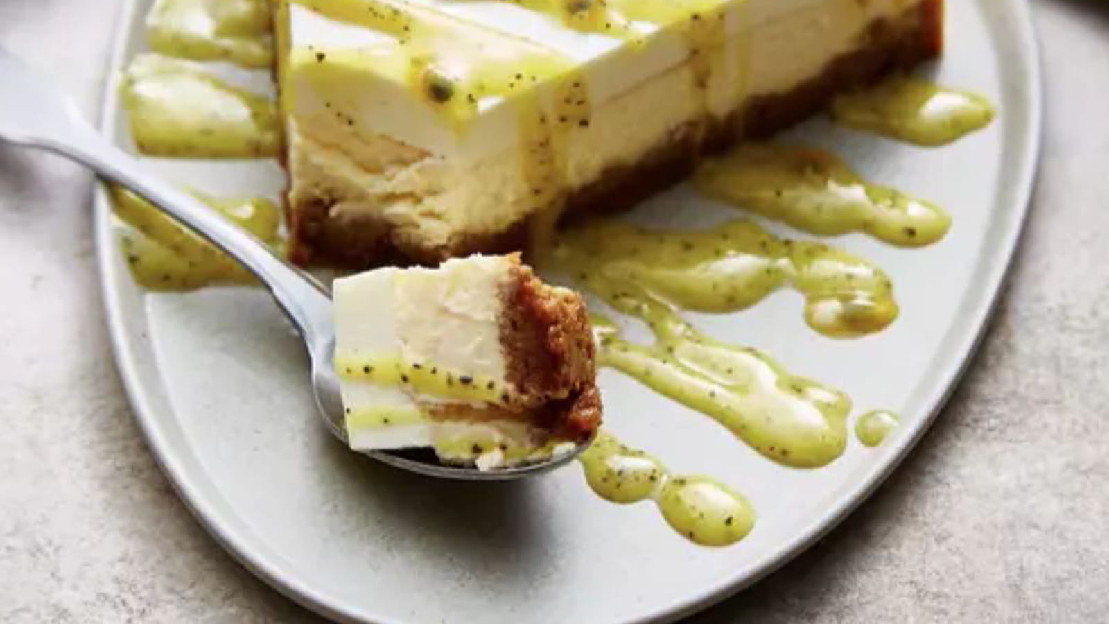 Cheesecake en deux cuissons et coulis de fruits exotiques au Thermomix