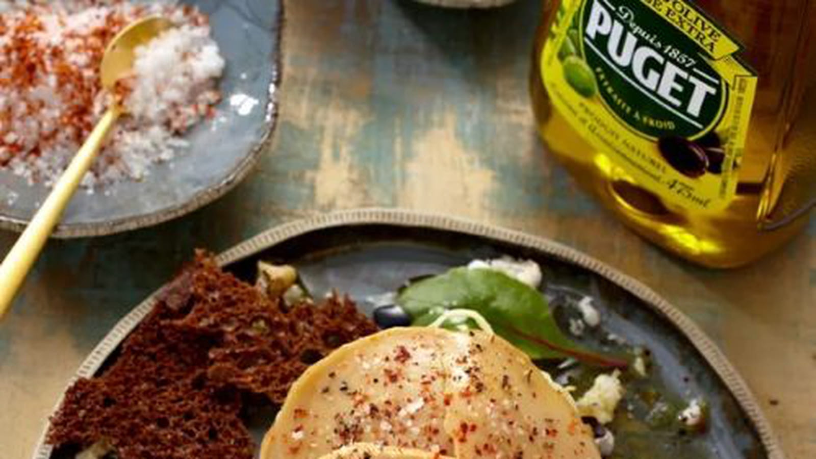 Foie gras au chou blanc et riz soufflé
