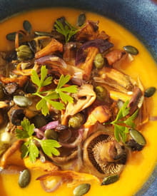 Velouté de butternut aux champignons rôtis : Etape 7