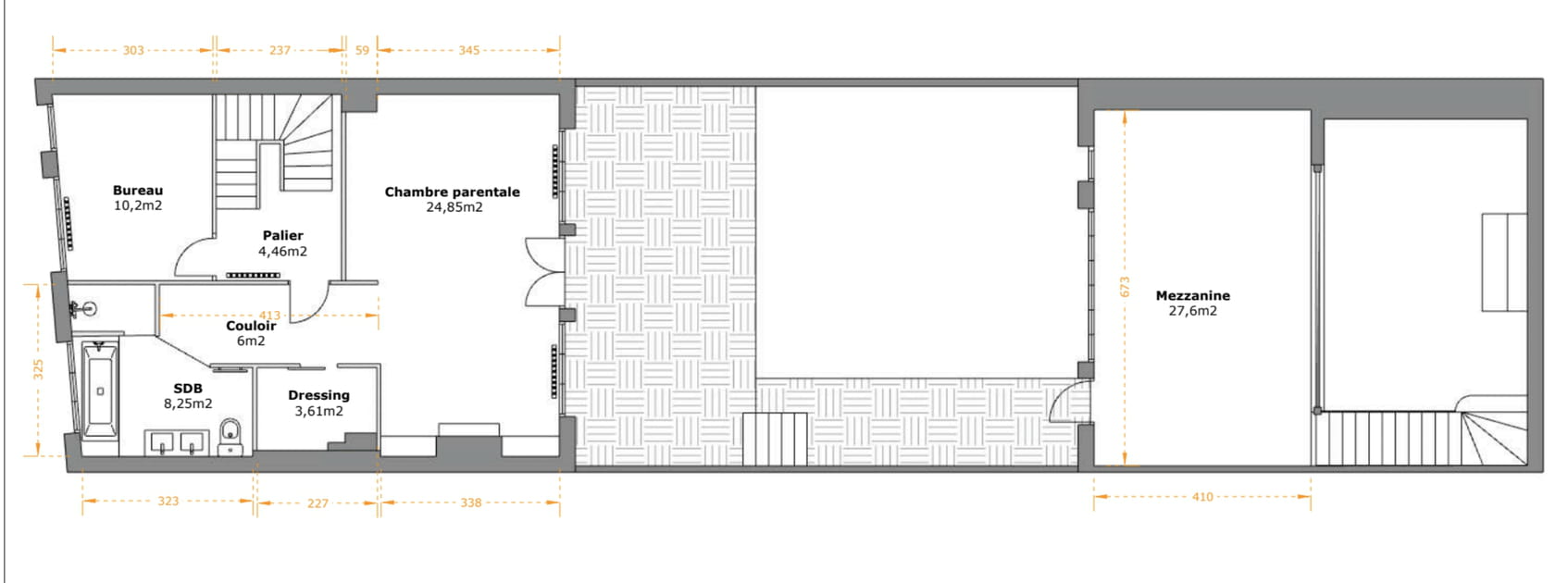 Le plan du 1er &eacute;tage avant travaux