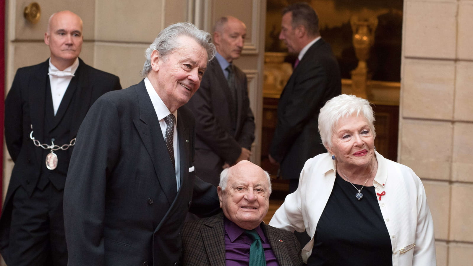Alain Delon, Pierre Bergé et Line Renaud