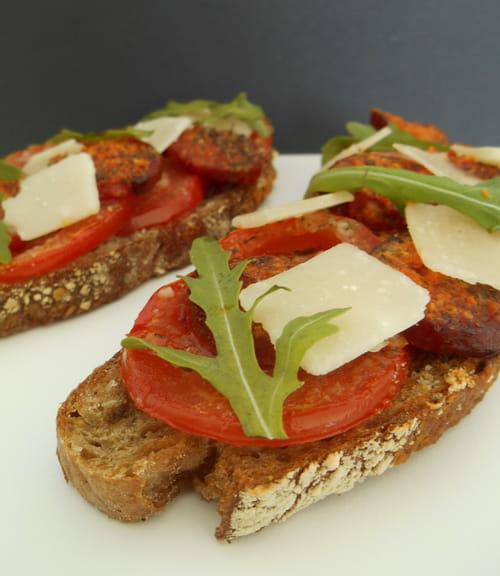 Bruschetta chorizo et parmesan