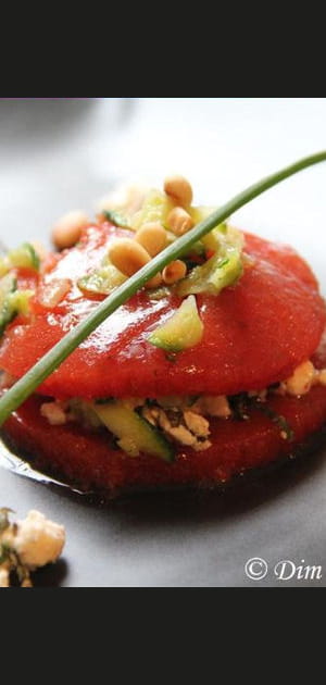 Macaron tomate basilic et fromage frais