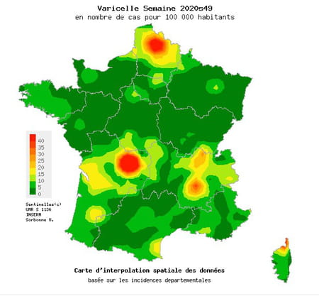 carte france varicelle épidemie