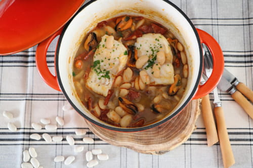 Filet de julienne aux haricots tarbais en cocotte