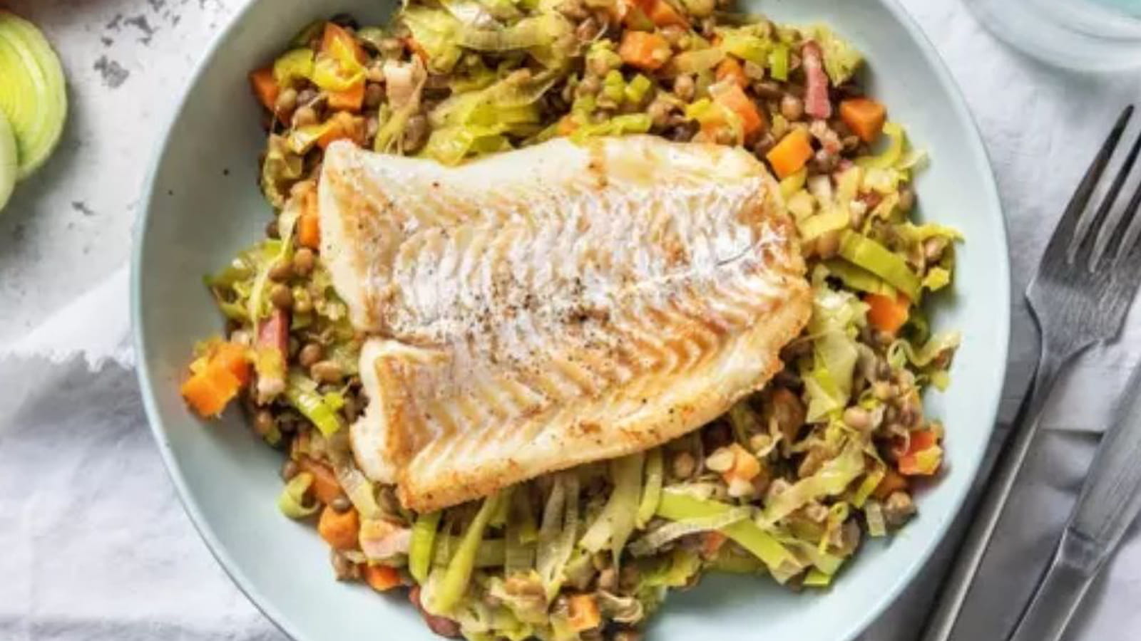 Filet d’églefin aux lentilles et lardons