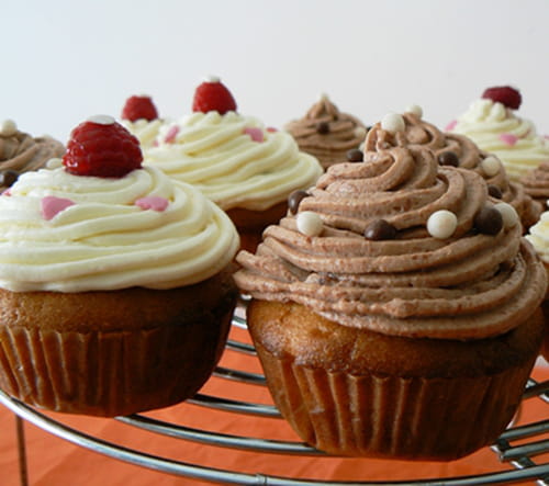 Cupcakes framboise aux deux chocolats
