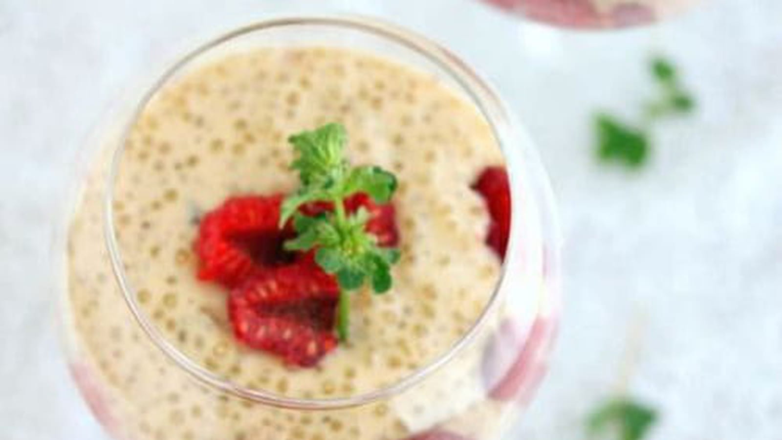 Perles du Japon lait de coco, vanille et framboises fraiches