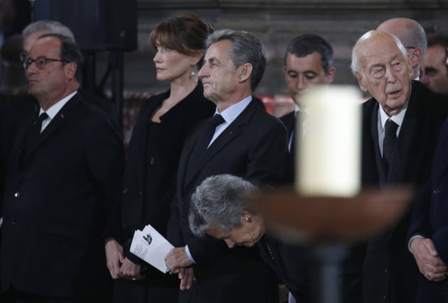 Fran&ccedil;ois Hollande, Nicolas Sarkozy et Val&eacute;rie Giscard d'Estaing &agrave; Saint-Sulpice