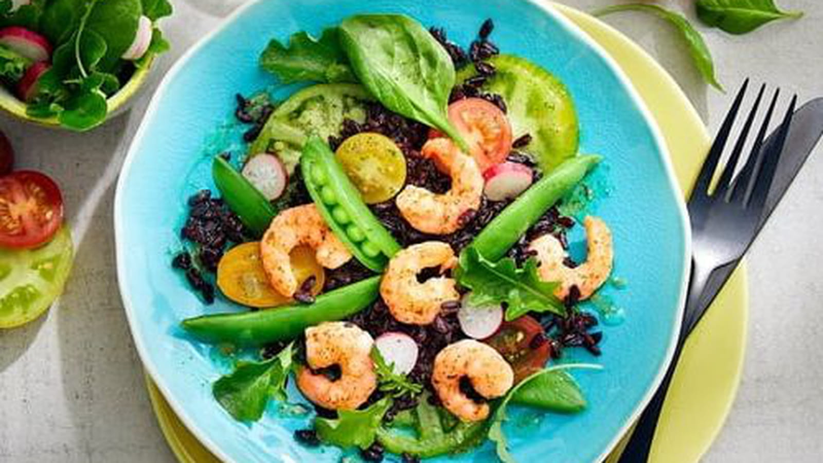 Salade de riz noir et crevettes d'Equateur provençales ASC
