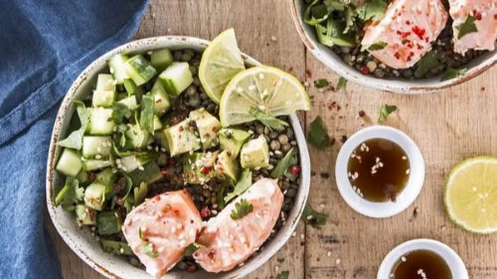 Bowl de crudités et saumon rôti au lait de coco Actifry Genius