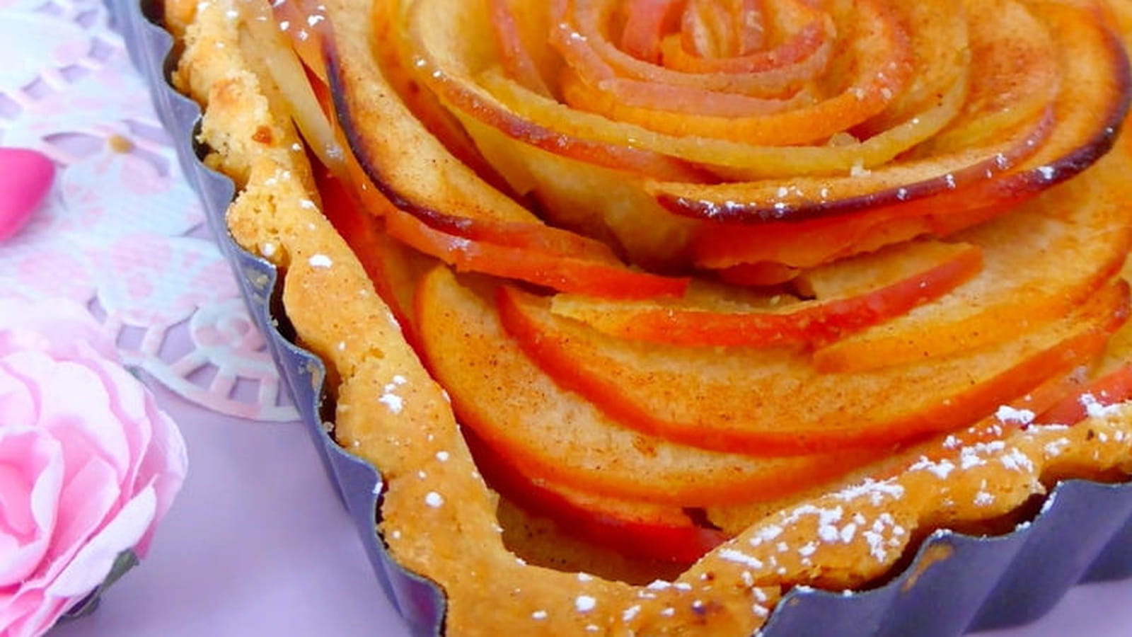 Tarte aux pommes bouquet de roses