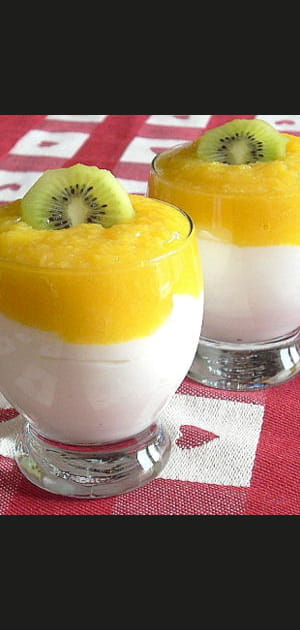 Mousse l&eacute;g&egrave;re au coulis de mangue