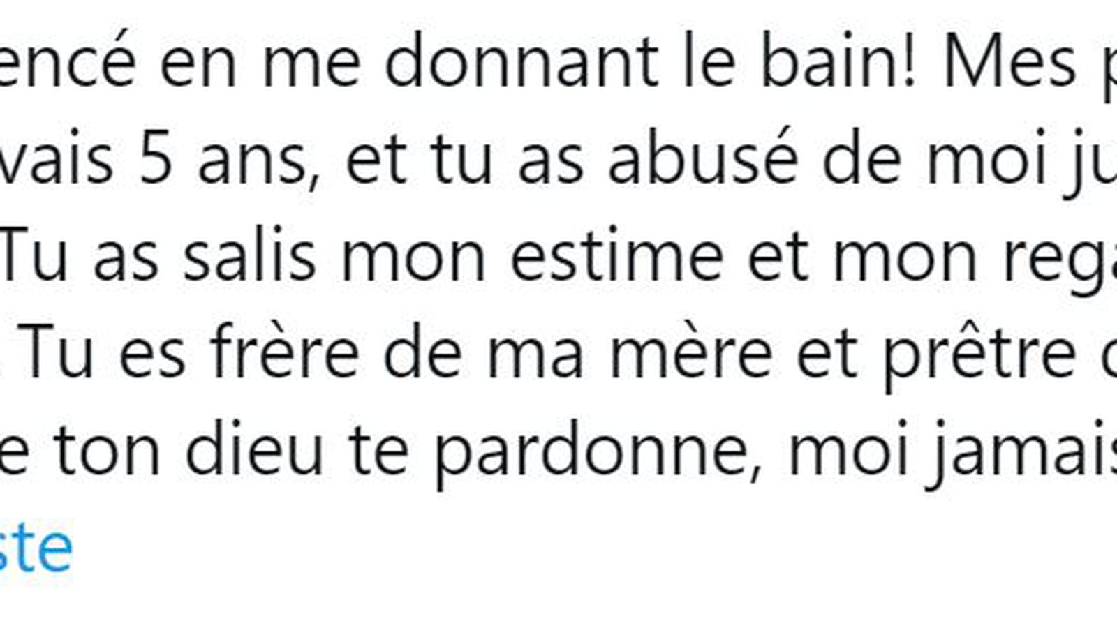 Abusée de 5 ans à 12 ans