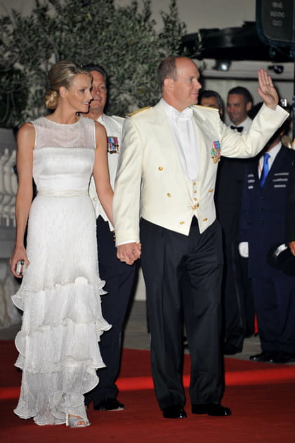 Charl&egrave;ne de Monaco dans sa deuxi&egrave;me robe de mari&eacute;e